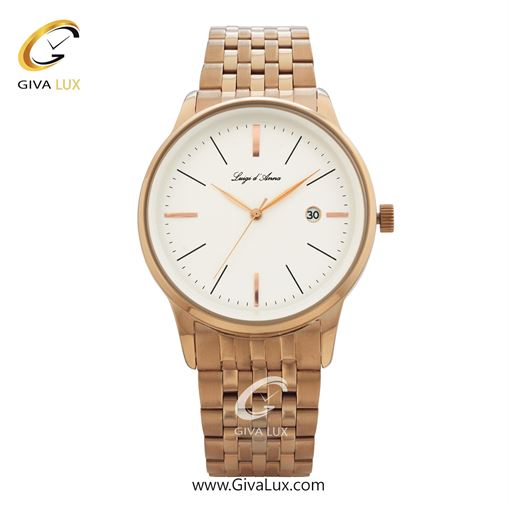 ساعت مچی اورجینال مردانه LdA | لوئیجی د آنا | Luigi d'Ana رزگلد | رزگلد| سفید صدفی| کد رفرنس 2335